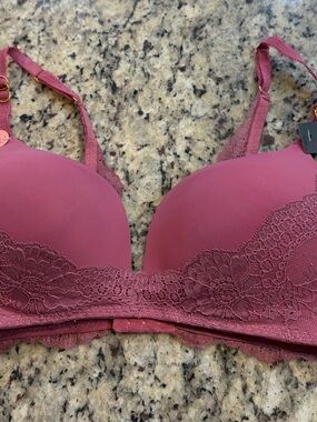 Youmita Lace-Trim Push-Up Bra in Rose Mauve